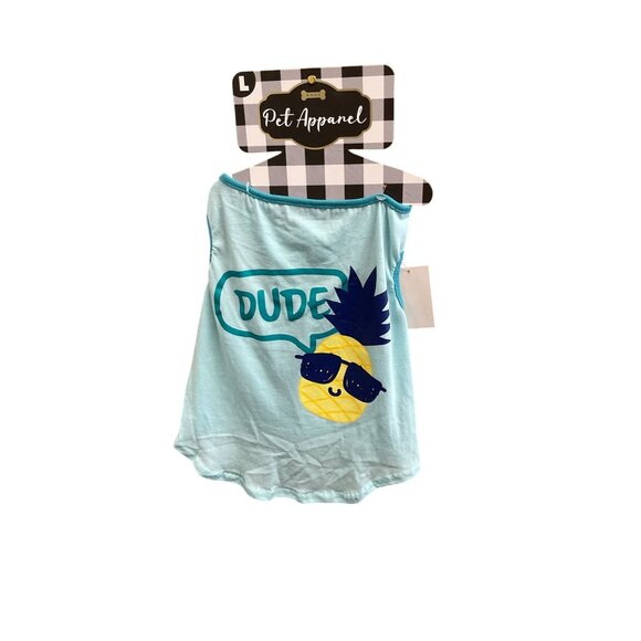 Pineapple "Dude" Graphic Light Blue Pet Tank - Picture 2 of 4